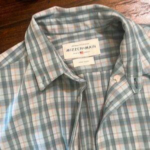 Mizzen + Main Leeward Standard Fit Plaid Performance Short Sleeve Shirt, Size L